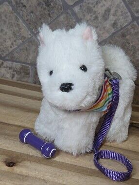 American Girl Coconut Chip Small Puppy Westy Harness,Purple Leash Magnet Bone